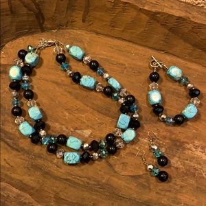 2-Strand Necklace, Bracelet and Earrings